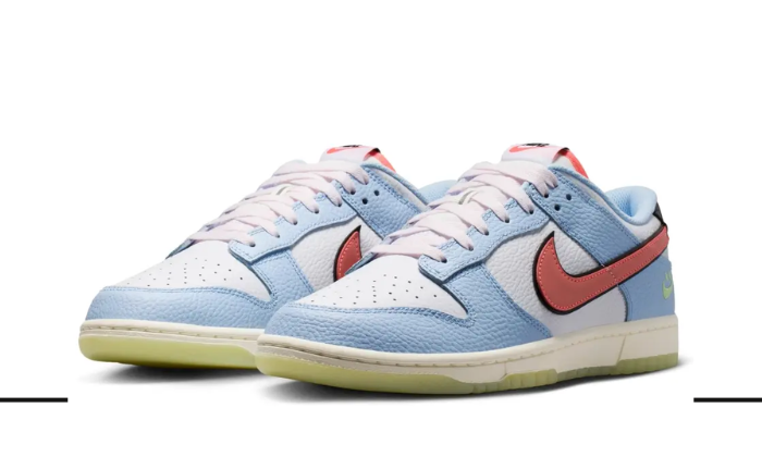 Nike Dunk Low Smiley Swoosh White Hydrogen Blue Crimson