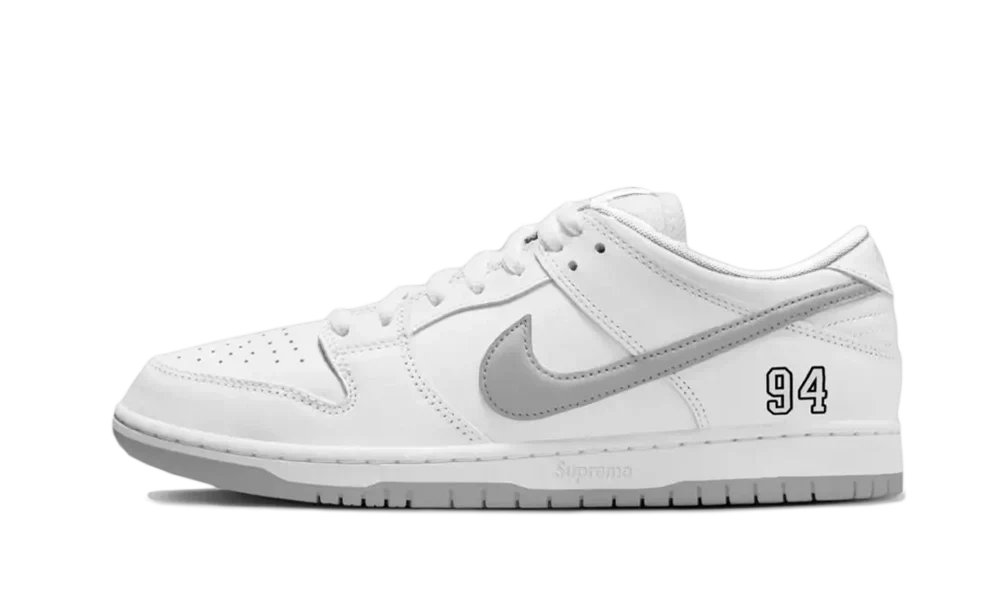 Nike SB Dunk Low Supreme 94 White Metallic Silver
