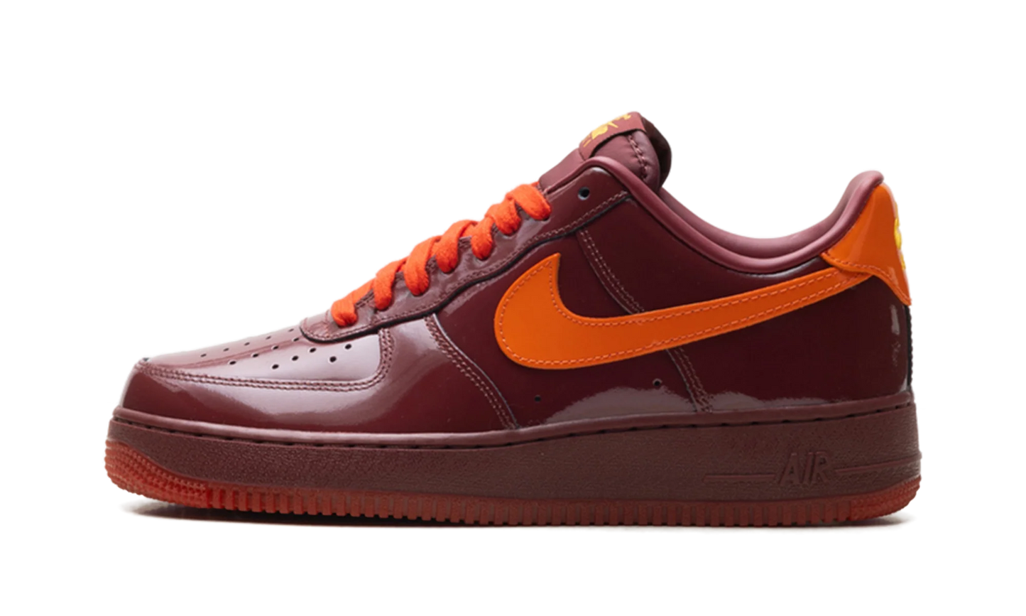 Nike Air Force 1 Low Patent Dark Team Red Safety Orange