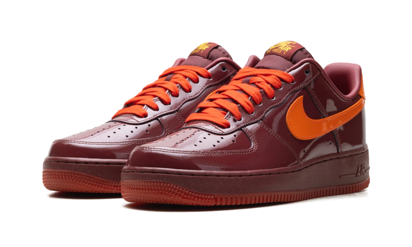 Nike Air Force 1 Low Patent Dark Team Red Safety Orange