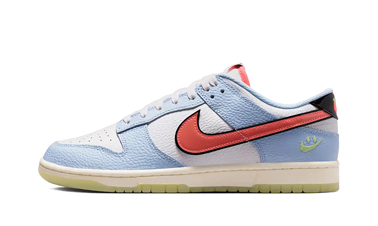 Nike Dunk Low Smiley Swoosh White Hydrogen Blue Crimson