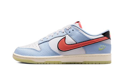 Nike Dunk Low Smiley Swoosh White Hydrogen Blue Crimson