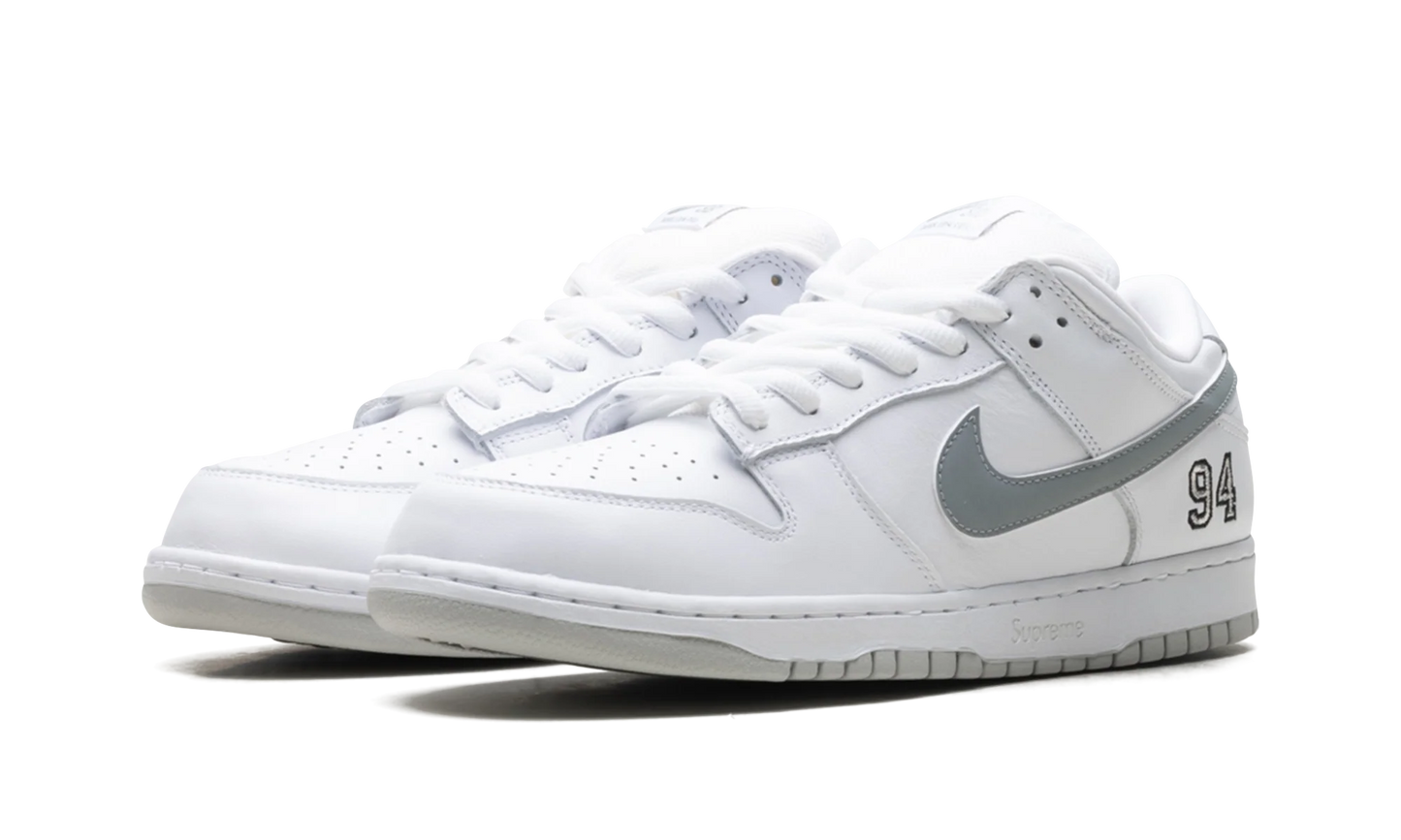 Nike SB Dunk Low Supreme 94 White Metallic Silver